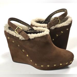 Stuart Weitzman Zeppe Brown Suede Clogger